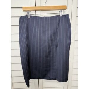 Brooks Brothers 346 Pinstripe Wool Wrap Pencil Skirt Women's Size 12 Navy